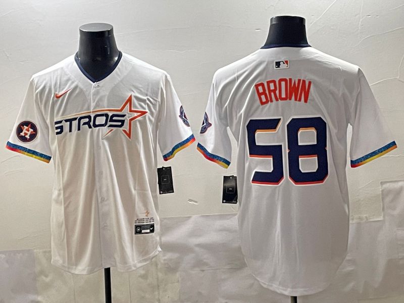 Men Houston Astros 58 Brown White Fourth generation Joint Name 2025 Nike MLB Jersey style 9